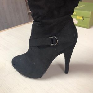 Black Micro Suede High Heel Boot